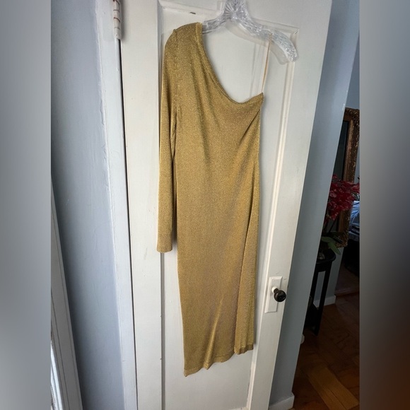 Milly Senna Metallic One-Shoulder Midi-Dress S - Picture 8 of 12